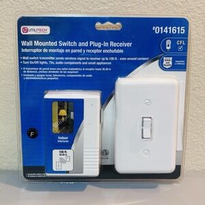 UtiliTech Wall Mounted Switch Plug-In Receiver New Sealed 100' Range Convenient